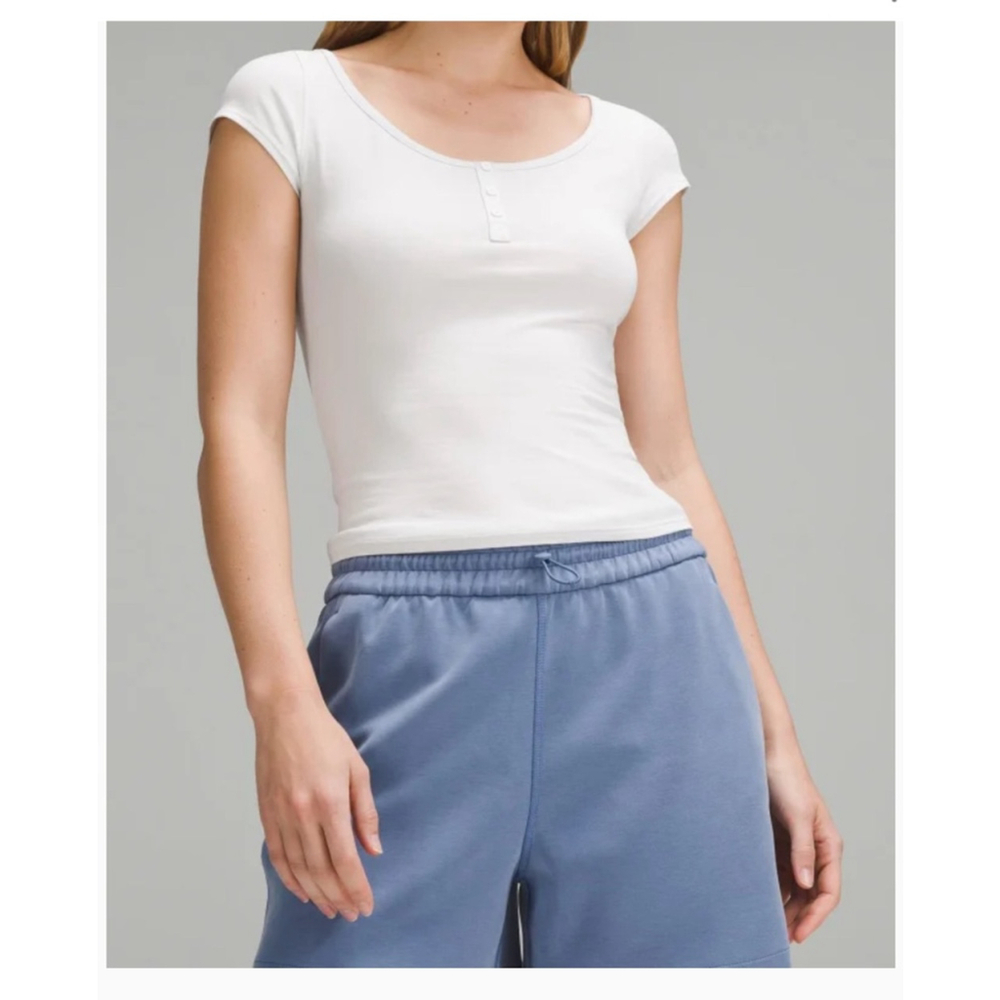 Lululemon‎ Cap-Sleeve Henley T-Shirt white Size small